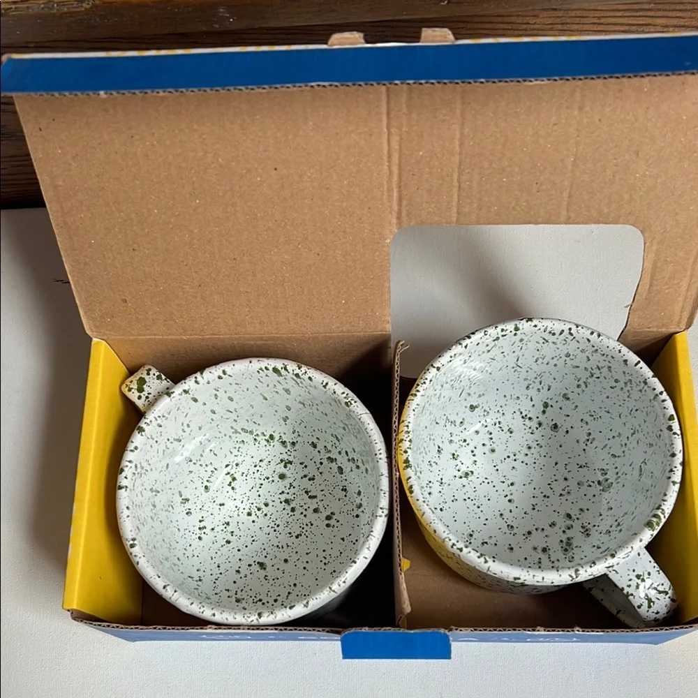 Enamelware Speckled Blue Mugs - Set of 2 New